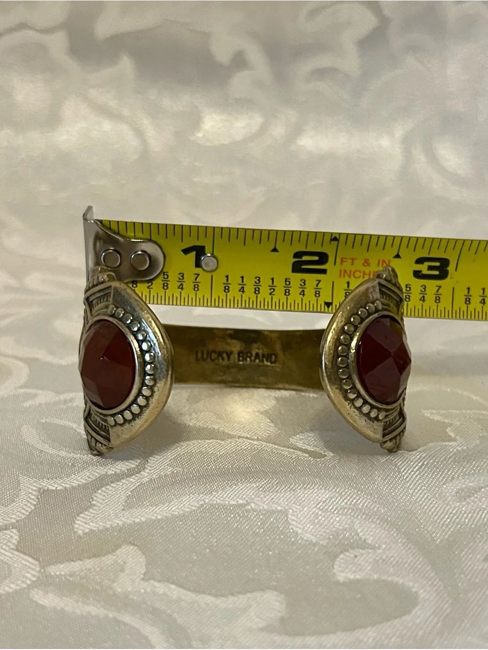 Lucky Brand Brass/Gold-Tone Chunky Cuff Bracelet, Red Acrylic Stones